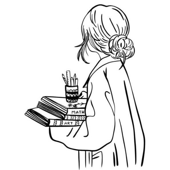 本を運ぶ女性
